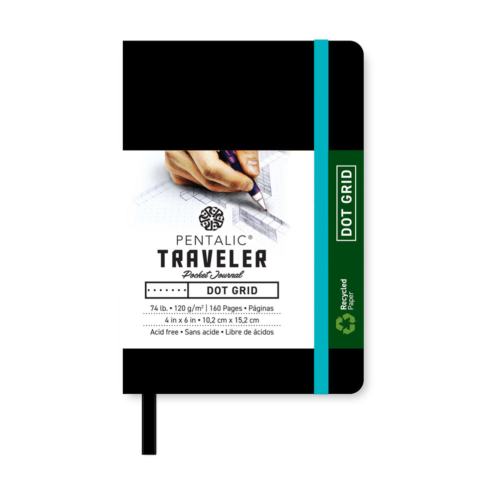 Traveler Dot Grid Pocket Journal, 4" x 6" - Black