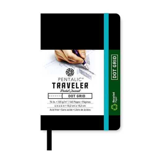 Traveler Dot Grid Pocket Journal, 4" x 6" - Black